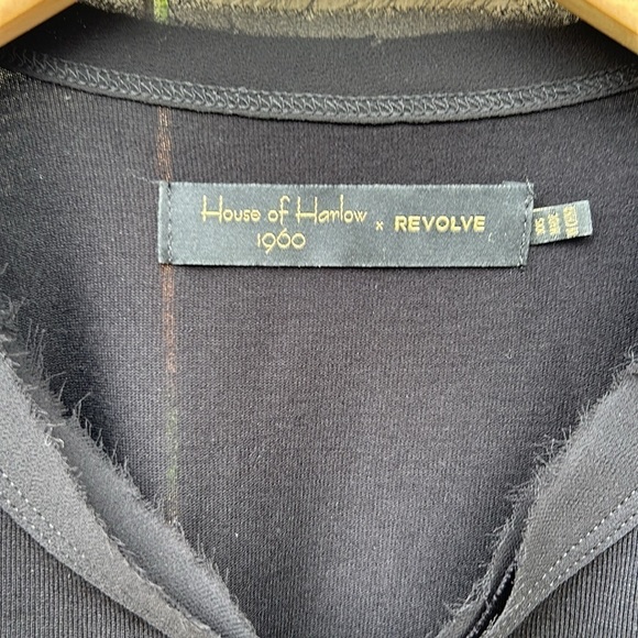 House of Harlow 1960 x Revolve Black Cuffed Fringed Shirt Rock Star XXS - Picture 4 of 7